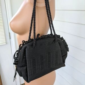 Black Macrame Purse Small Midcentury